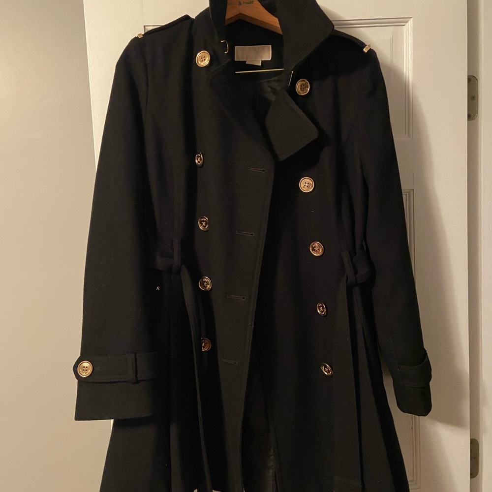 Michael Kors black wool belted coat